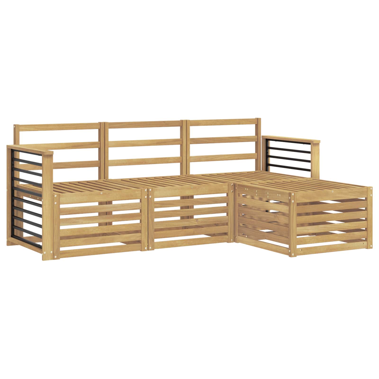 Outdoor-Sofagarnitur 4 pcs Weiß Massivholz Akazie