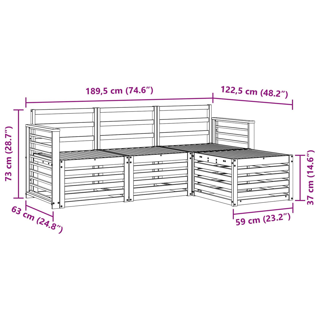 Outdoor-Sofagarnitur 4 pcs Weiß Massivholz Akazie