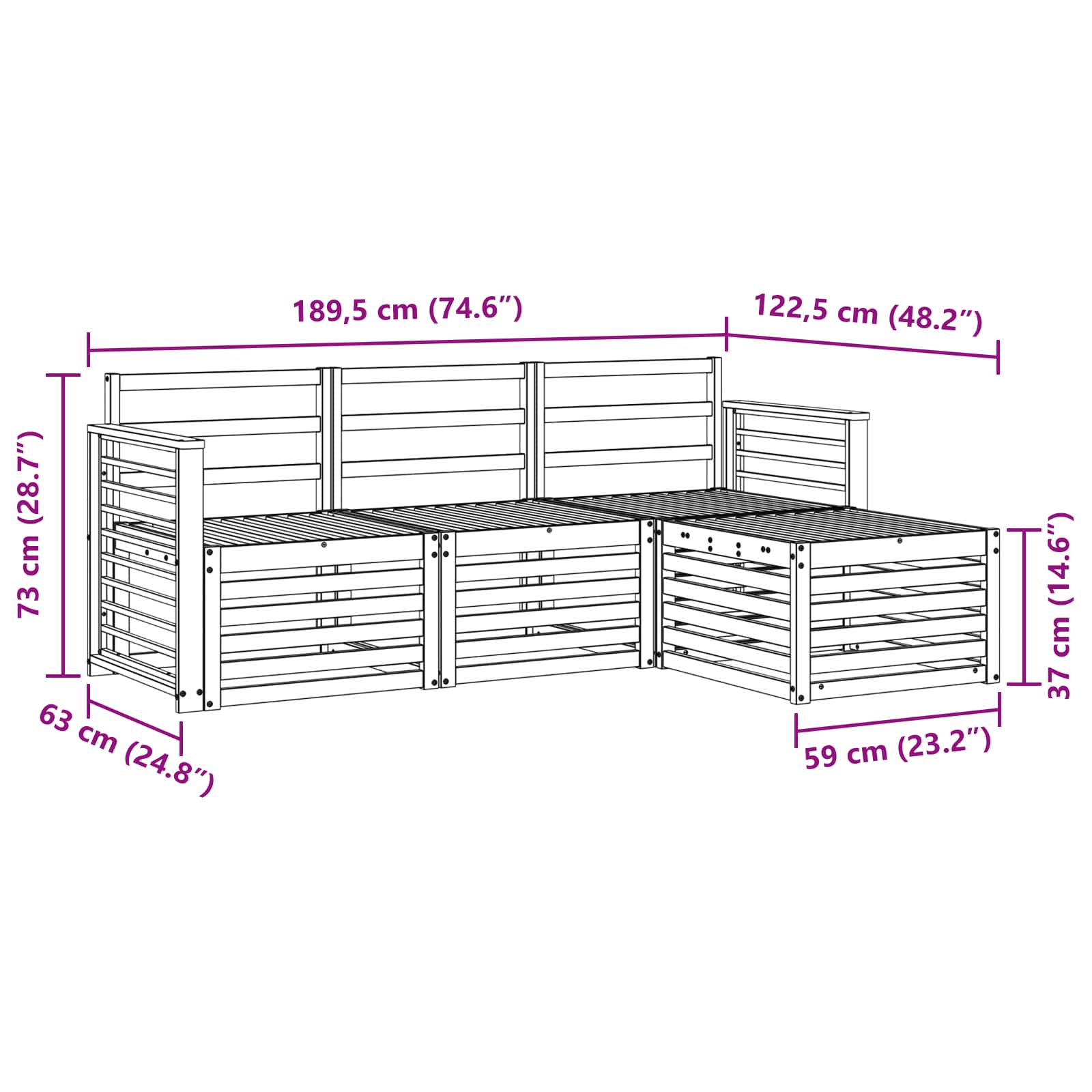 Outdoor-Sofagarnitur 4 pcs Weiß Massivholz Akazie