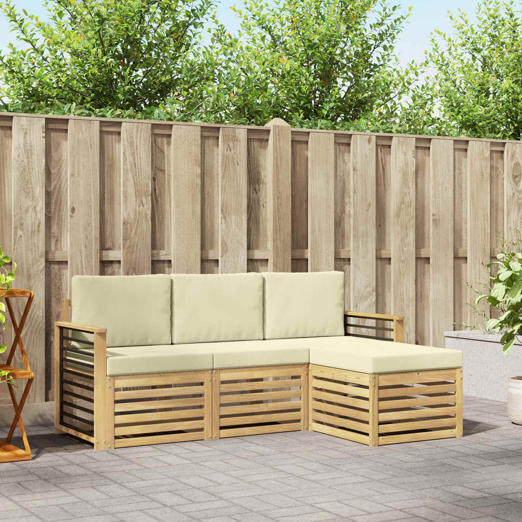 Outdoor-Sofagarnitur 4 pcs Weiß und Creme 189,5 x 122,5 x 73 cm