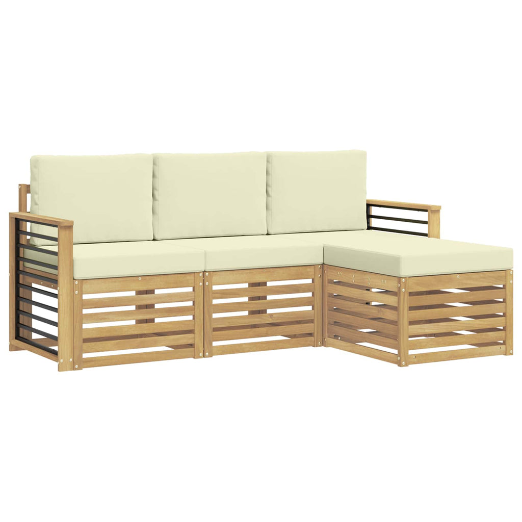 Outdoor-Sofagarnitur 4 pcs Weiß und Creme 189,5 x 122,5 x 73 cm