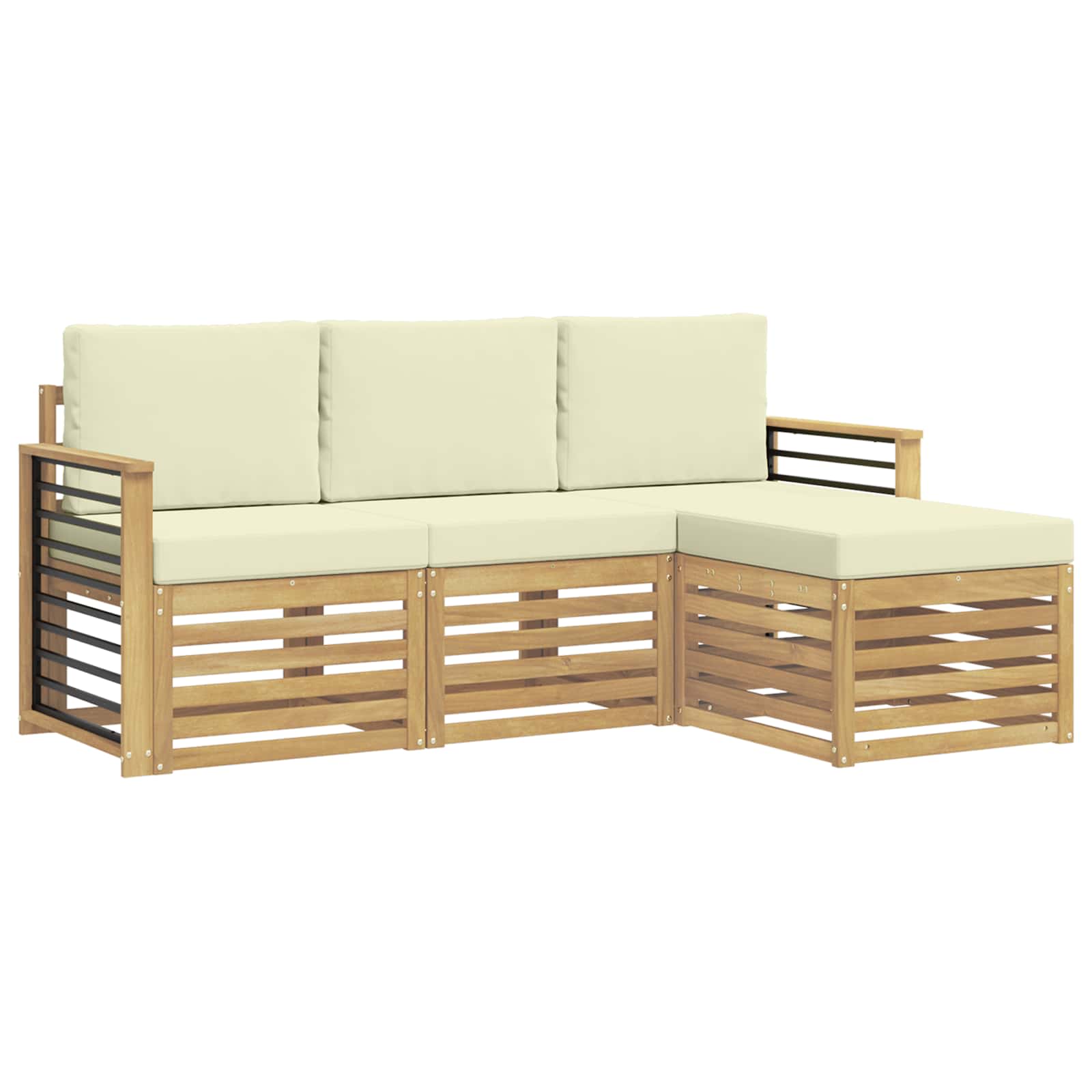 Outdoor-Sofagarnitur 4 pcs Weiß und Creme 189,5 x 122,5 x 73 cm