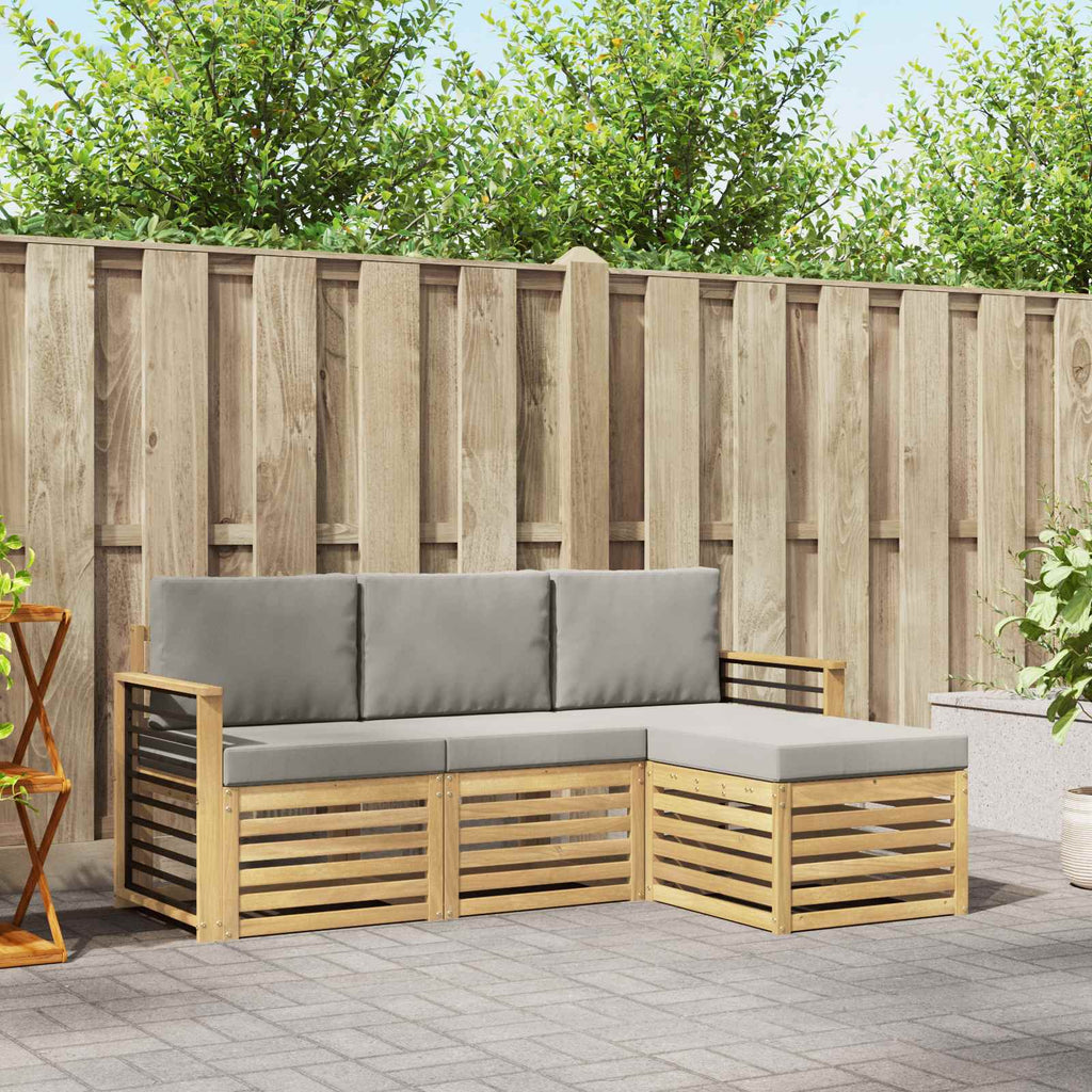 Outdoor-Sofagarnitur 4 pcs Weiß und Hellgrau