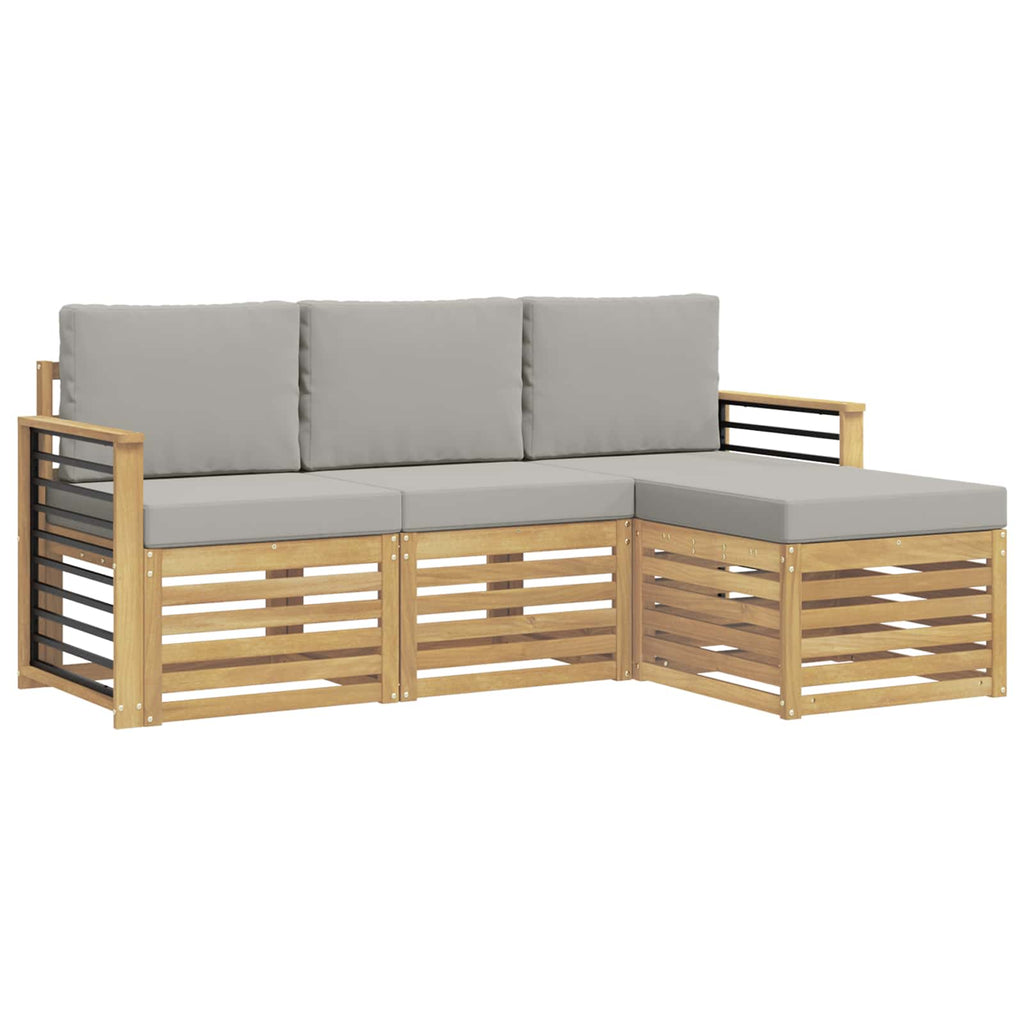 Outdoor-Sofagarnitur 4 pcs Weiß und Hellgrau