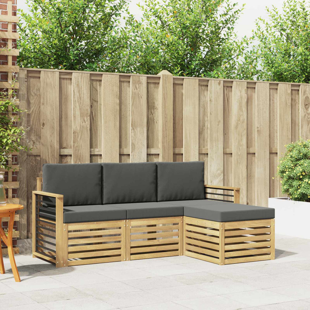 Outdoor-Sofagarnitur 4 pcs Weiß und Anthrazit