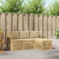 Outdoor-Sofagarnitur mit Kissen 4 pcs Weiß und Beige Polyester