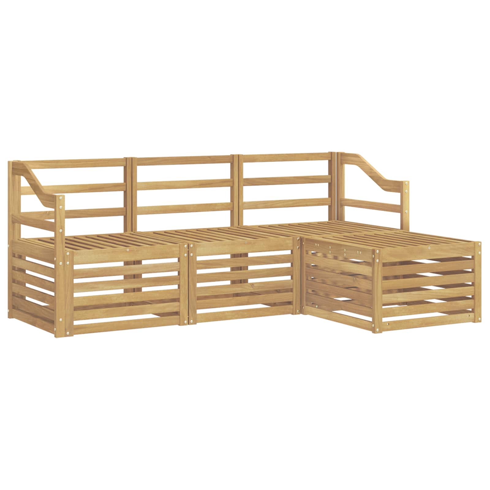 Outdoor-Sofagarnitur 4 pcs Weiß Massivholz Akazie