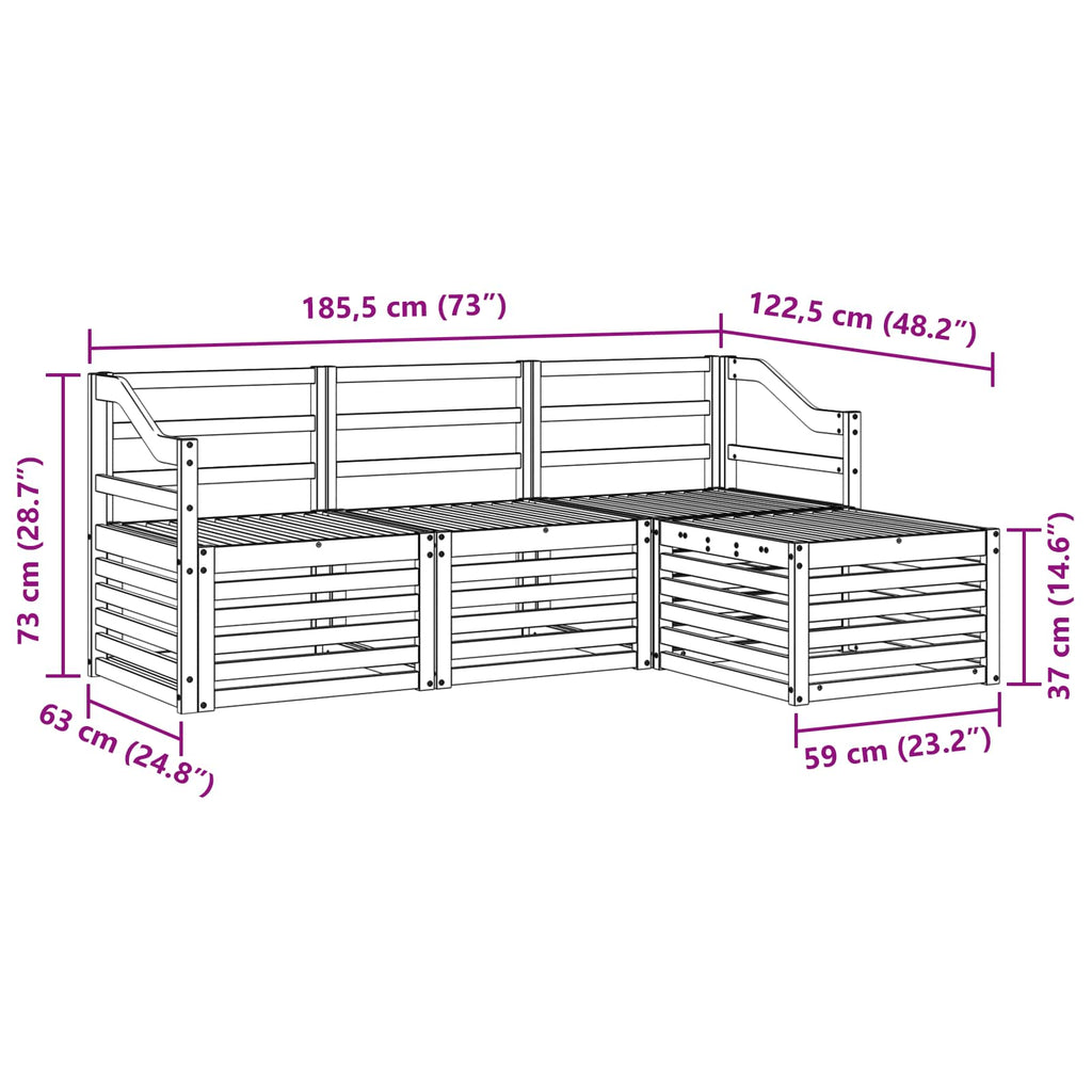 Outdoor-Sofagarnitur 4 pcs Weiß Massivholz Akazie