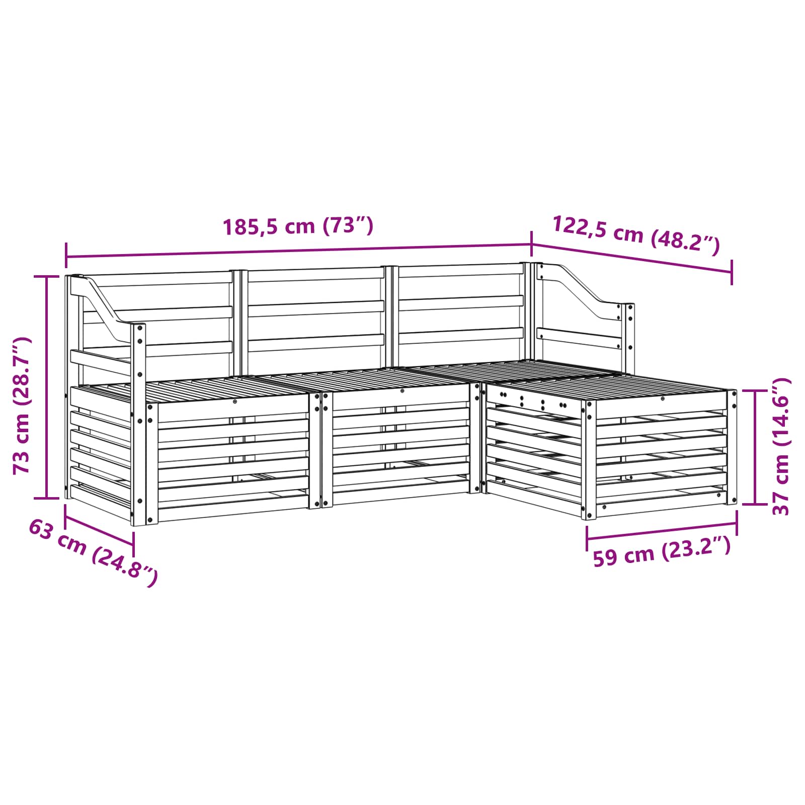 Outdoor-Sofagarnitur 4 pcs Weiß Massivholz Akazie