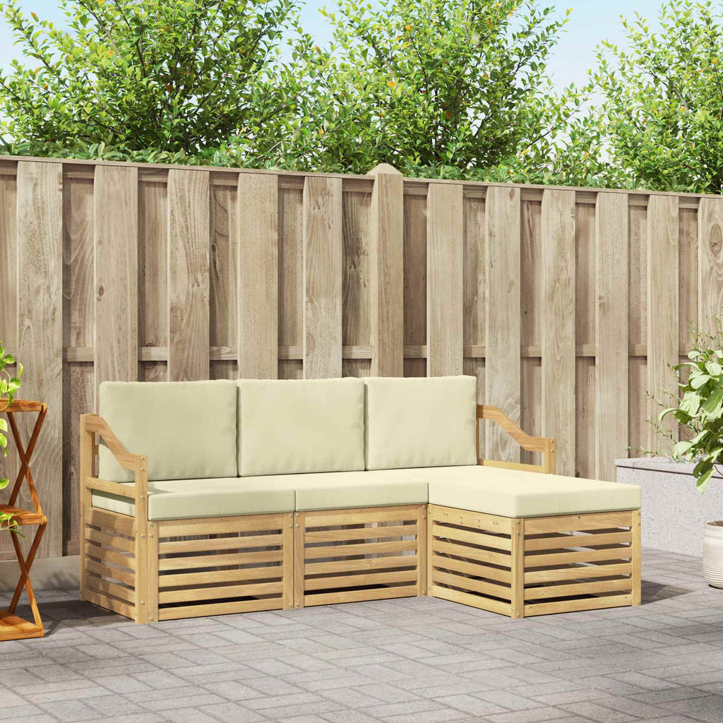 Outdoor-Sofagarnitur 4 pcs Weiß und Creme 185,5 x 122,5 x 73 cm