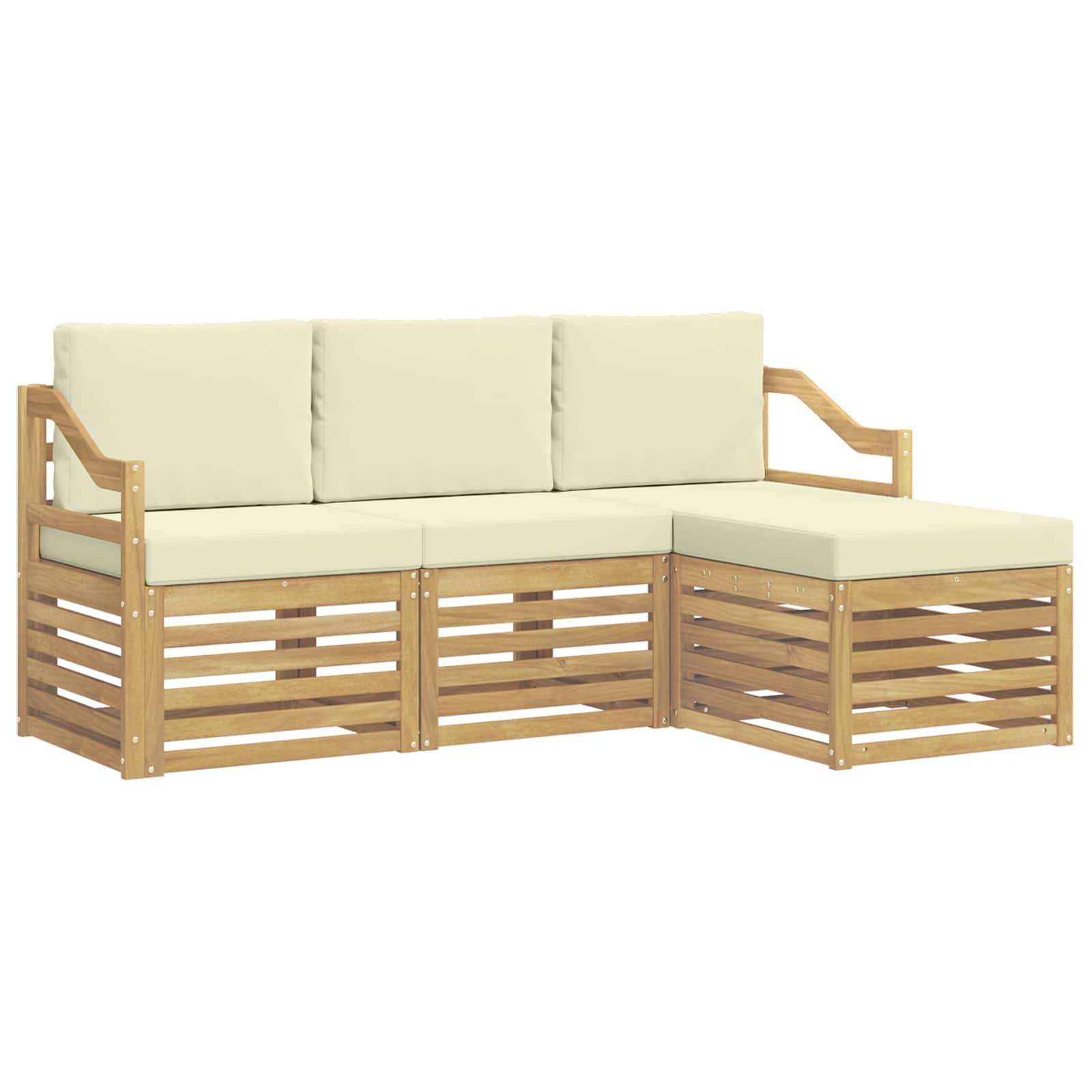 Outdoor-Sofagarnitur 4 pcs Weiß und Creme 185,5 x 122,5 x 73 cm