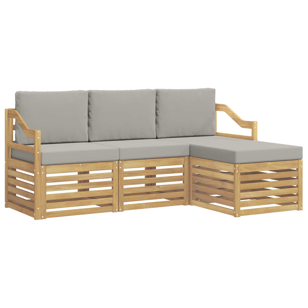 Outdoor-Sofagarnitur 4 pcs Weiß und Hellgrau
