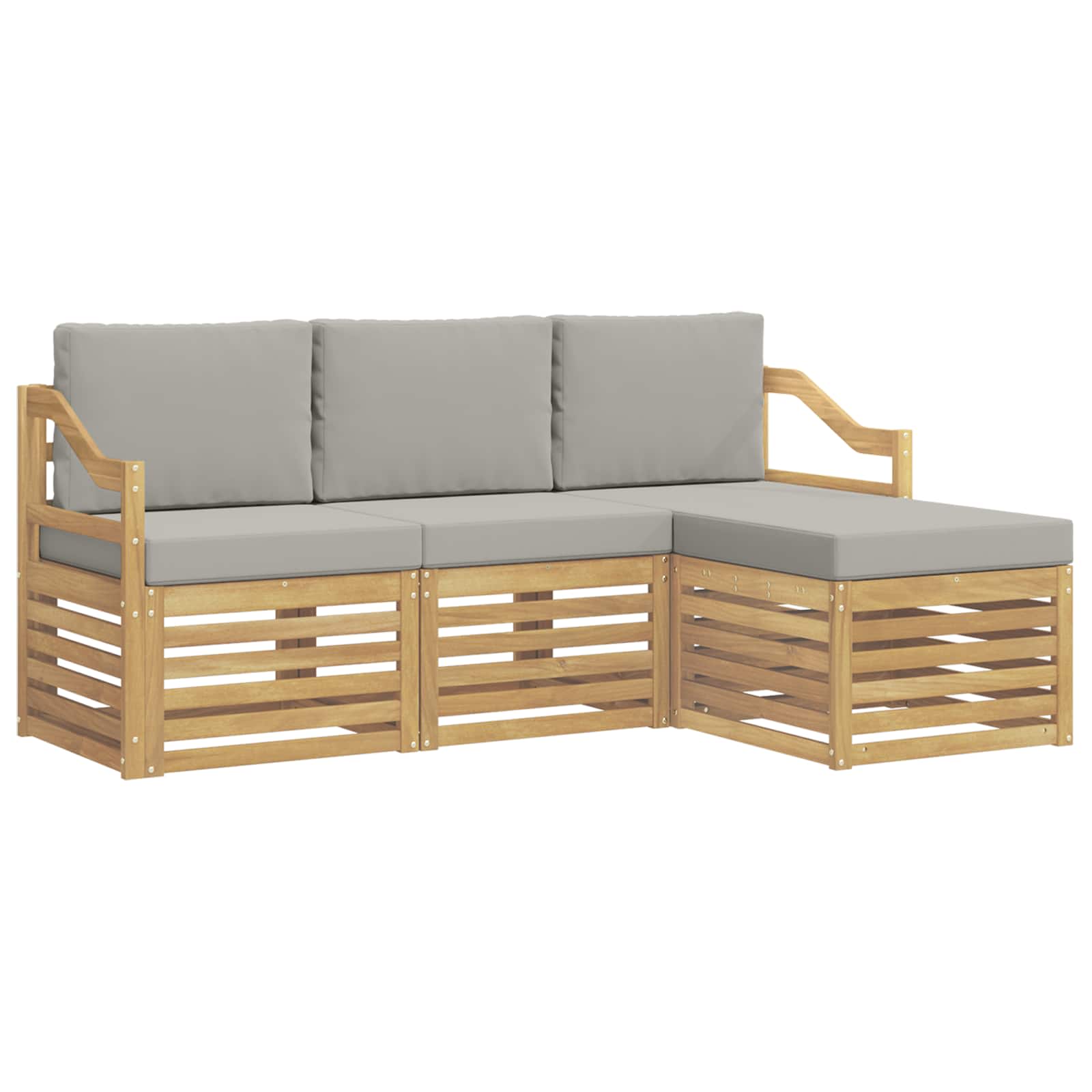 Outdoor-Sofagarnitur 4 pcs Weiß und Hellgrau