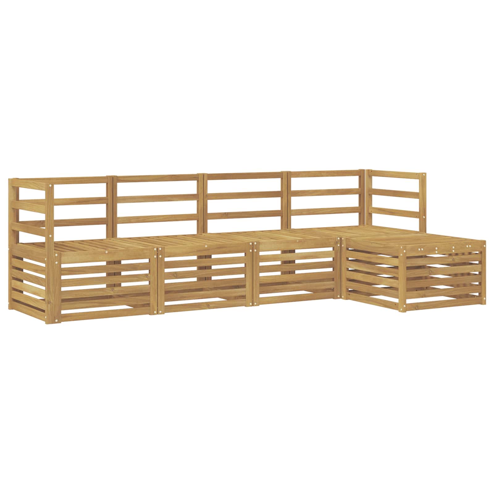 Outdoor-Sofagarnitur 5 pcs Weiß Massivholz Akazie