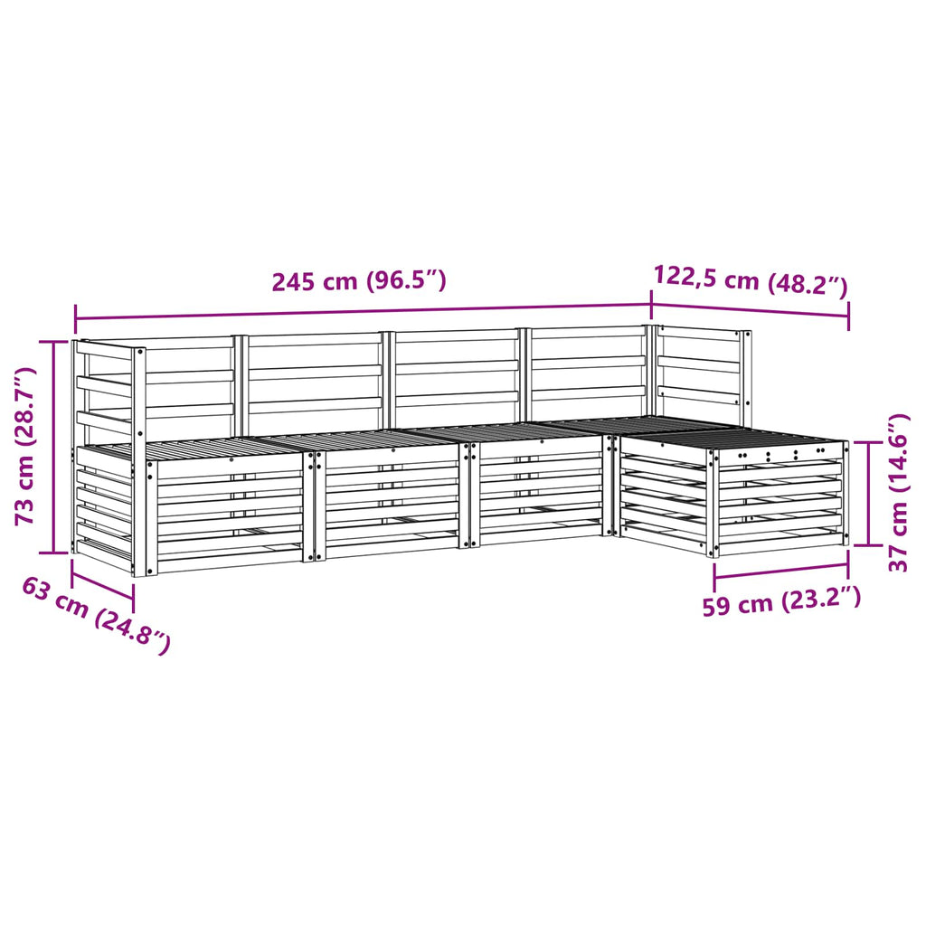 Outdoor-Sofagarnitur 5 pcs Weiß Massivholz Akazie