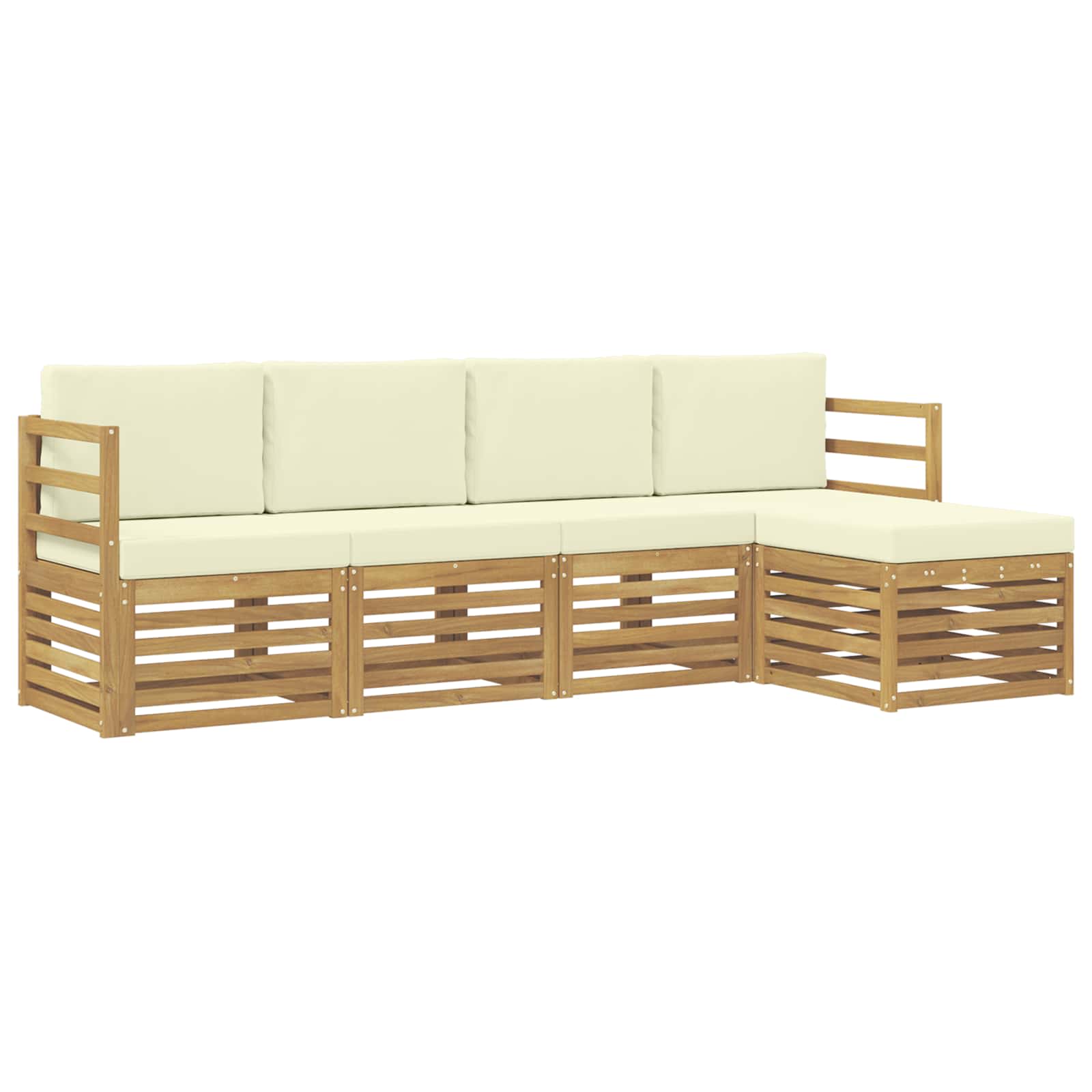 Outdoor-Sofagarnitur 5 pcs Weiß und Creme 245 x 122,5 x 73 cm