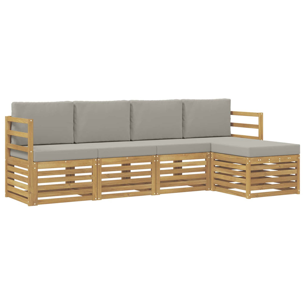 Outdoor-Sofagarnitur 5 pcs Weiß und Hellgrau