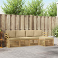Outdoor-Sofagarnitur mit Kissen 5 pcs Weiß und Beige Polyester