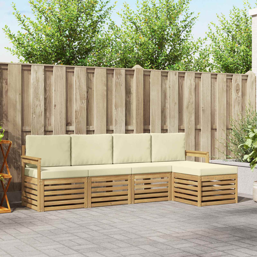 Outdoor-Sofagarnitur 5 pcs Weiß und Creme 249 x 122,5 x 73 cm