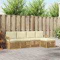 Outdoor-Sofagarnitur 5 pcs Weiß und Creme 249 x 122,5 x 73 cm