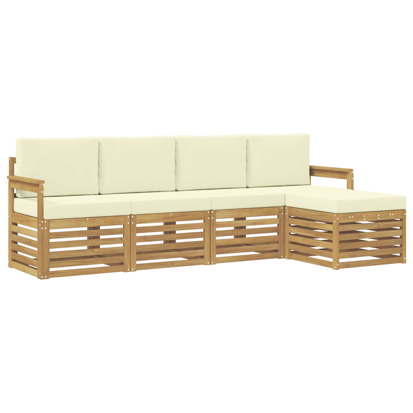 Outdoor-Sofagarnitur 5 pcs Weiß und Creme 249 x 122,5 x 73 cm