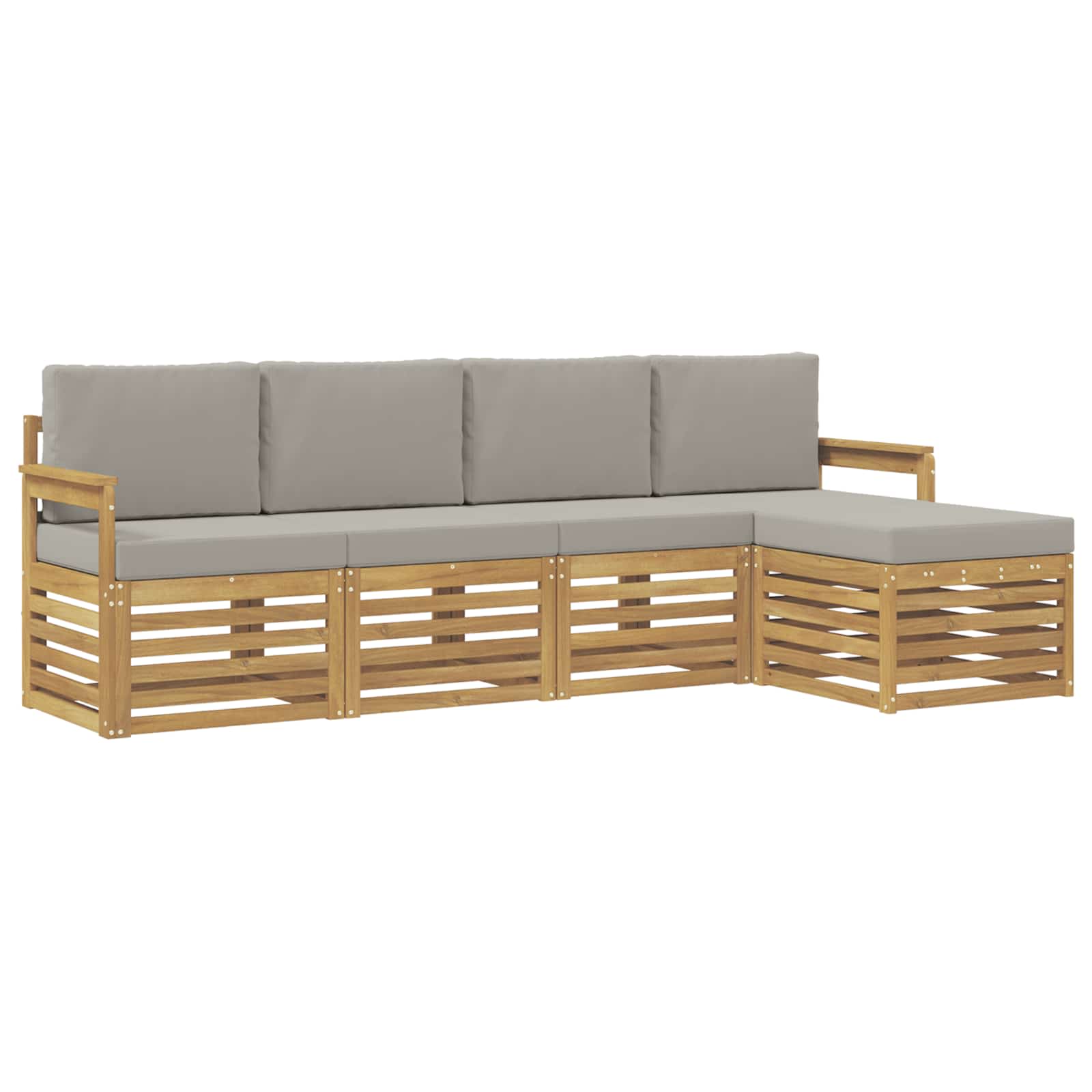 Outdoor-Sofagarnitur 5 pcs Weiß und Hellgrau