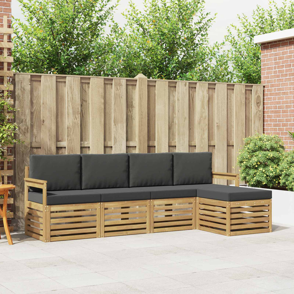 Outdoor-Sofagarnitur 5 pcs Weiß und Anthrazit
