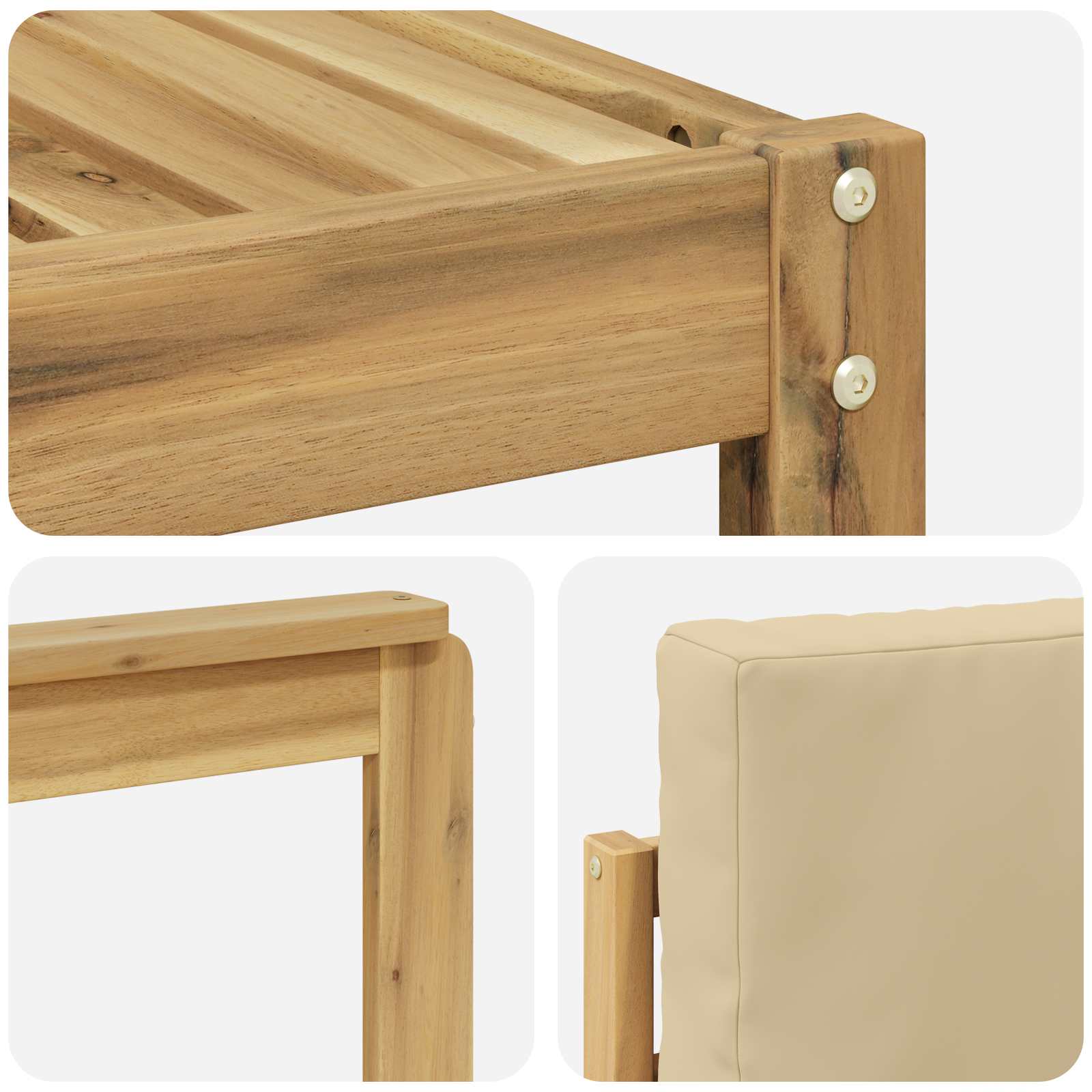 Outdoor-Sofagarnitur 5 pcs Weiß und Beige 249 x 122,5 x 73 cm