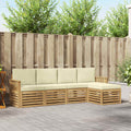 Outdoor-Sofagarnitur 5 pcs Weiß und Creme 249 x 122,5 x 73 cm