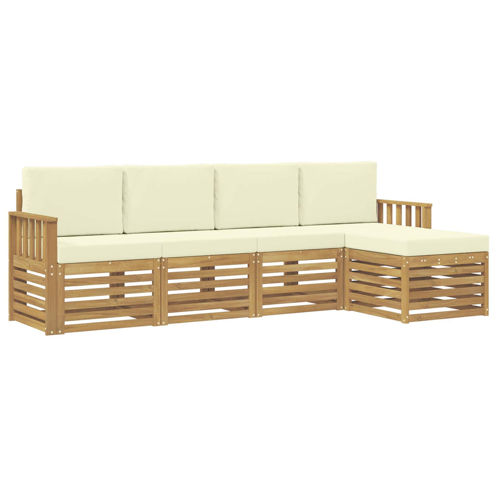Outdoor-Sofagarnitur 5 pcs Weiß und Creme 249 x 122,5 x 73 cm