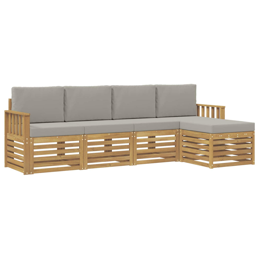 Outdoor-Sofagarnitur 5 pcs Weiß und Hellgrau
