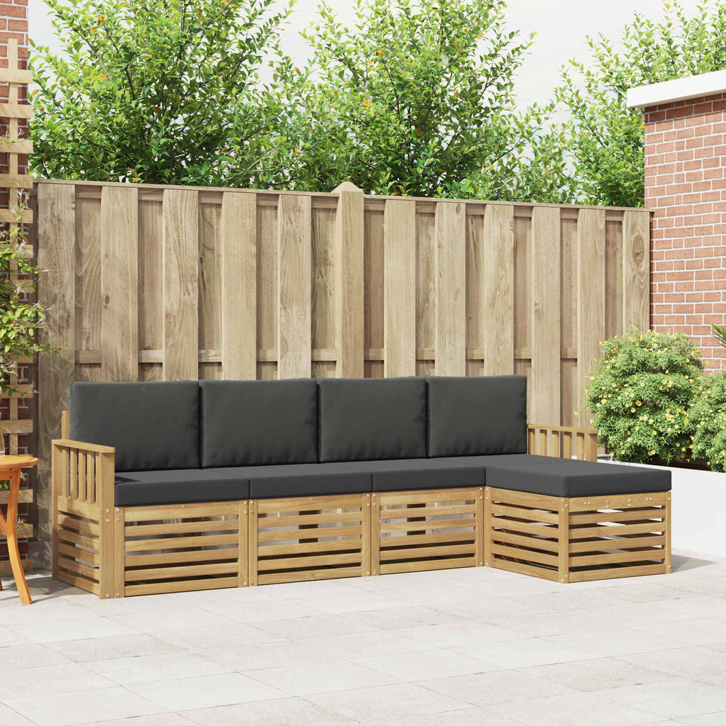 Outdoor-Sofagarnitur 5 pcs Weiß und Anthrazit