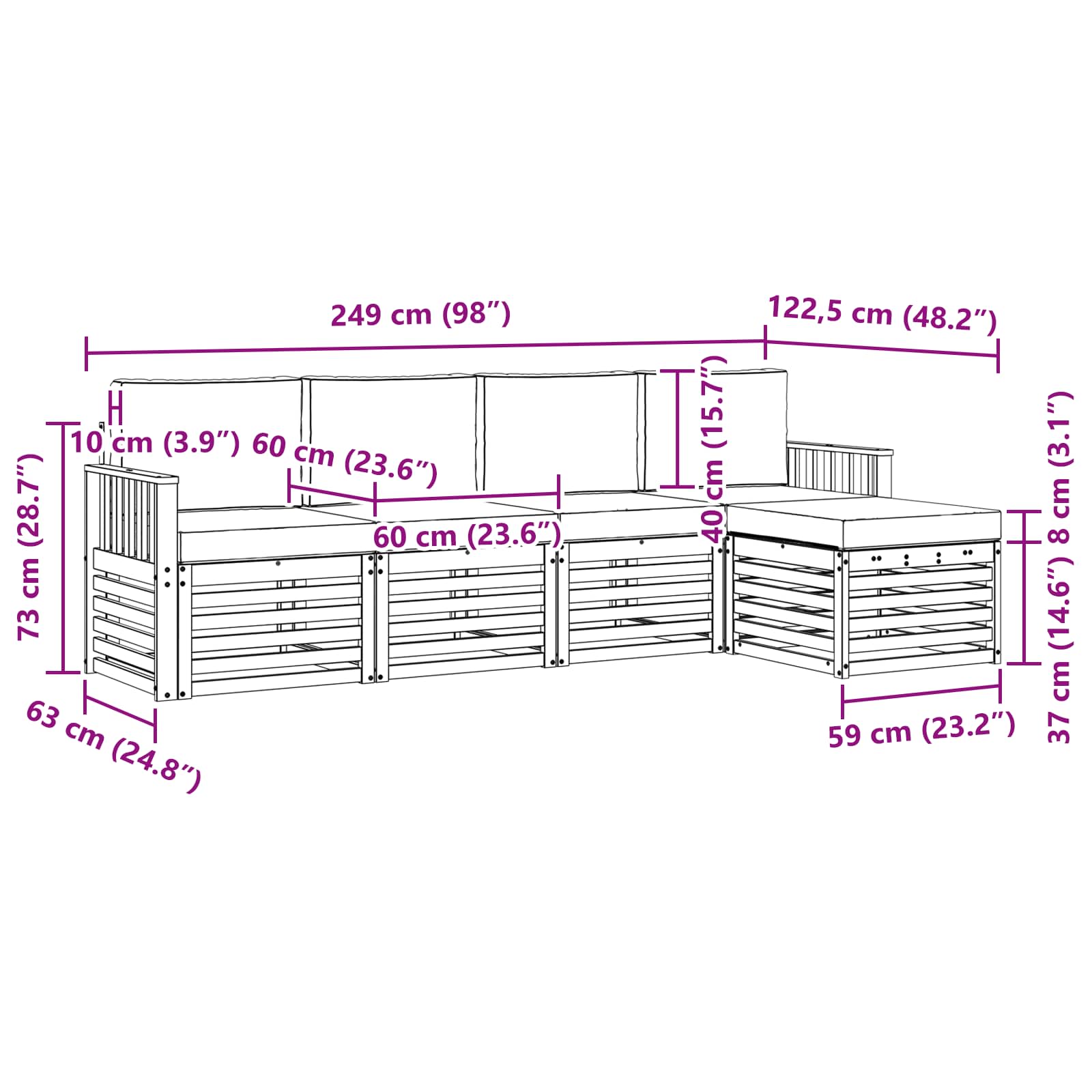 Outdoor-Sofagarnitur 5 pcs Weiß und Anthrazit