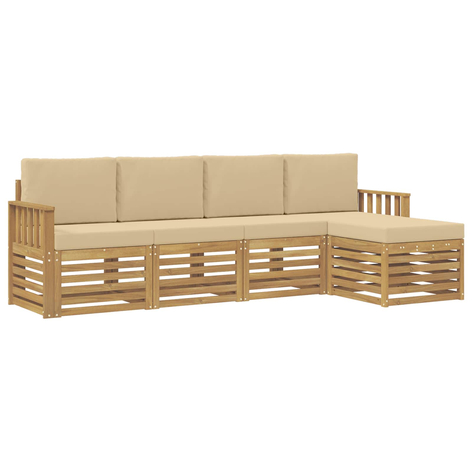 Outdoor-Sofagarnitur 5 pcs Weiß und Beige 249 x 122,5 x 73 cm