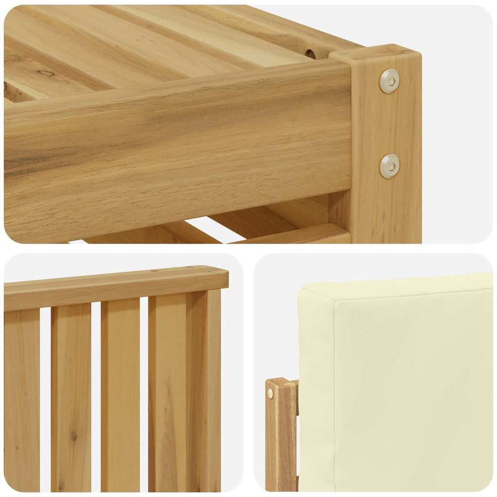 Outdoor-Sofagarnitur 5 pcs Weiß und Creme 249 x 122,5 x 73 cm