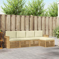 Outdoor-Sofagarnitur 5 pcs Weiß und Creme 249 x 122,5 x 73 cm