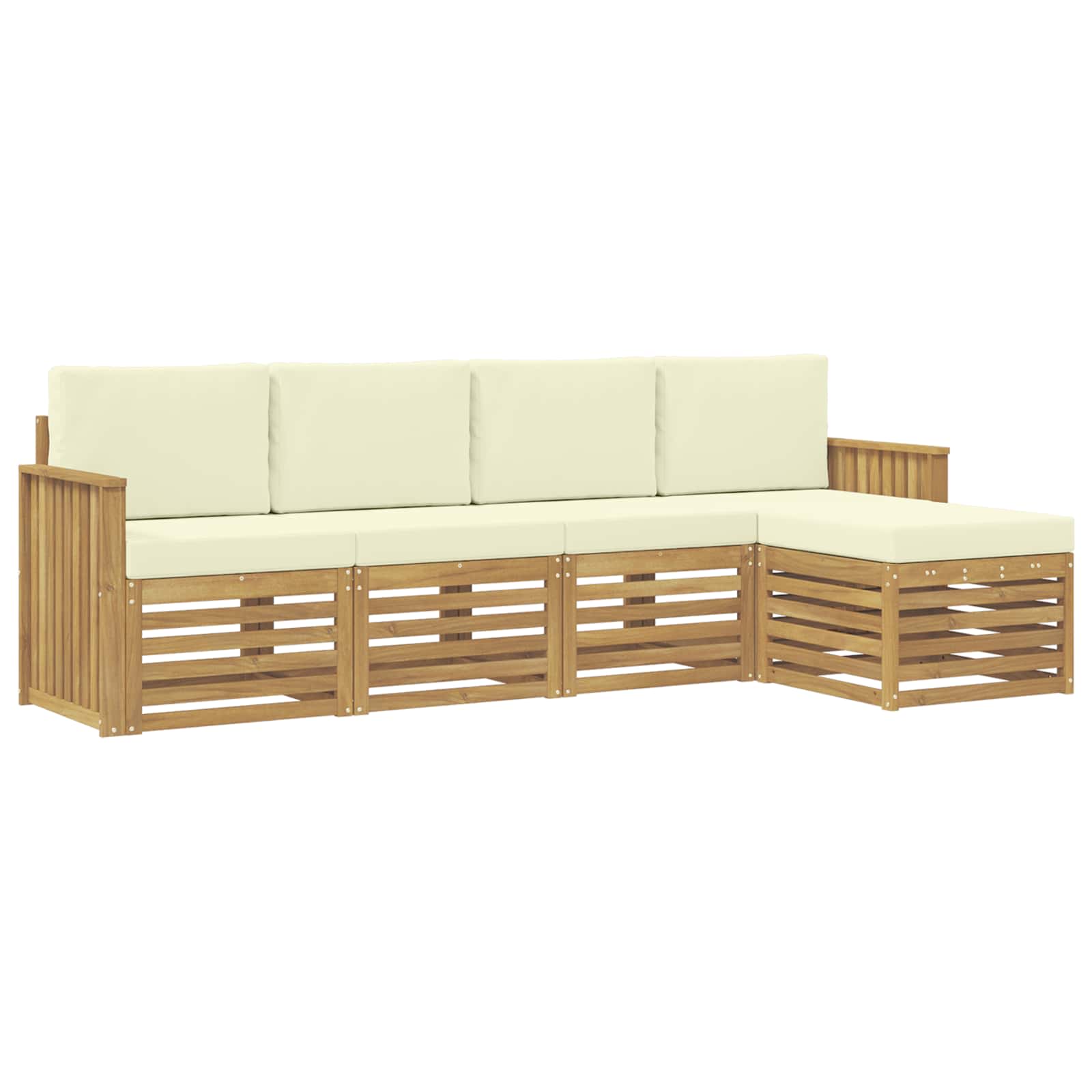 Outdoor-Sofagarnitur 5 pcs Weiß und Creme 249 x 122,5 x 73 cm