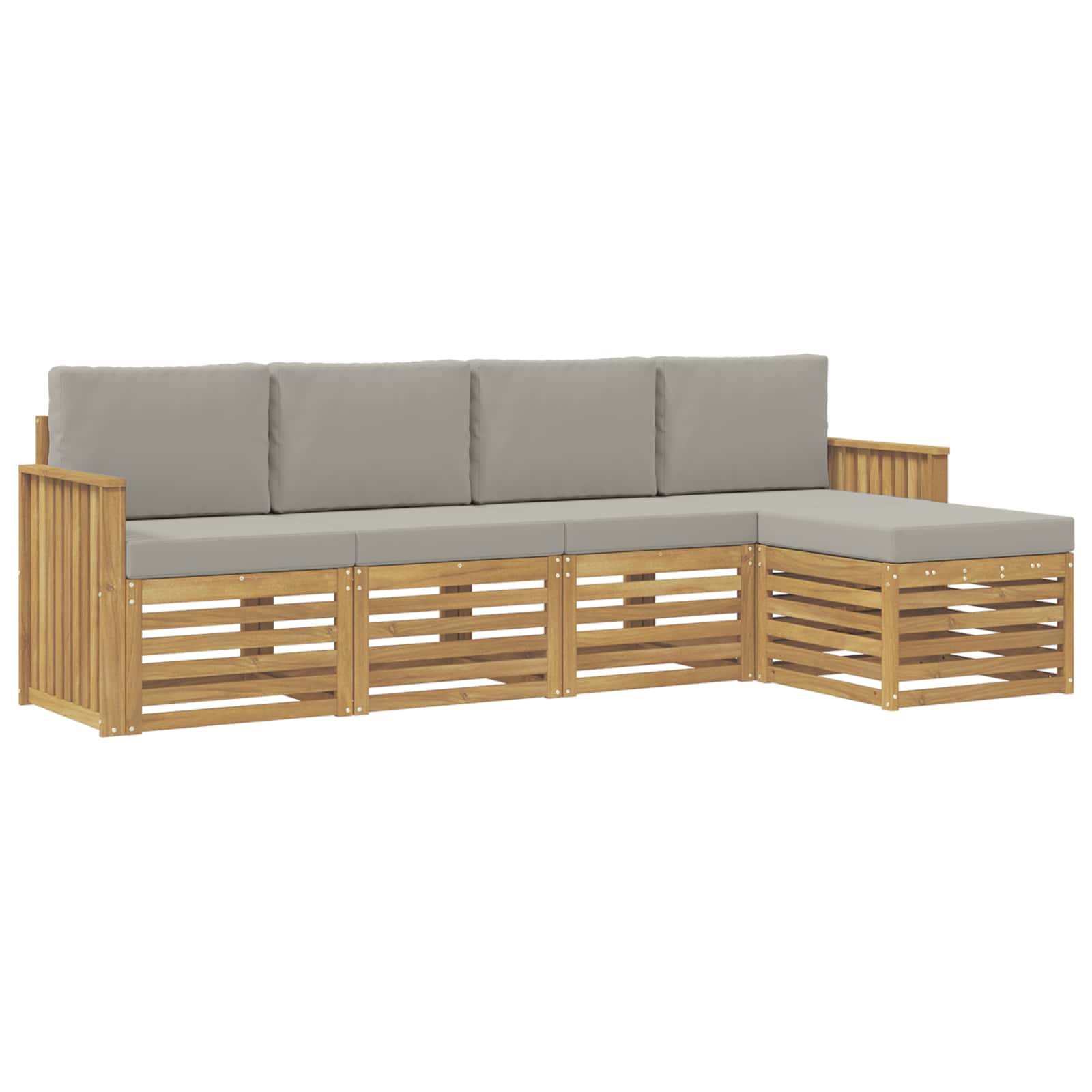 Outdoor-Sofagarnitur 5 pcs Weiß und Hellgrau