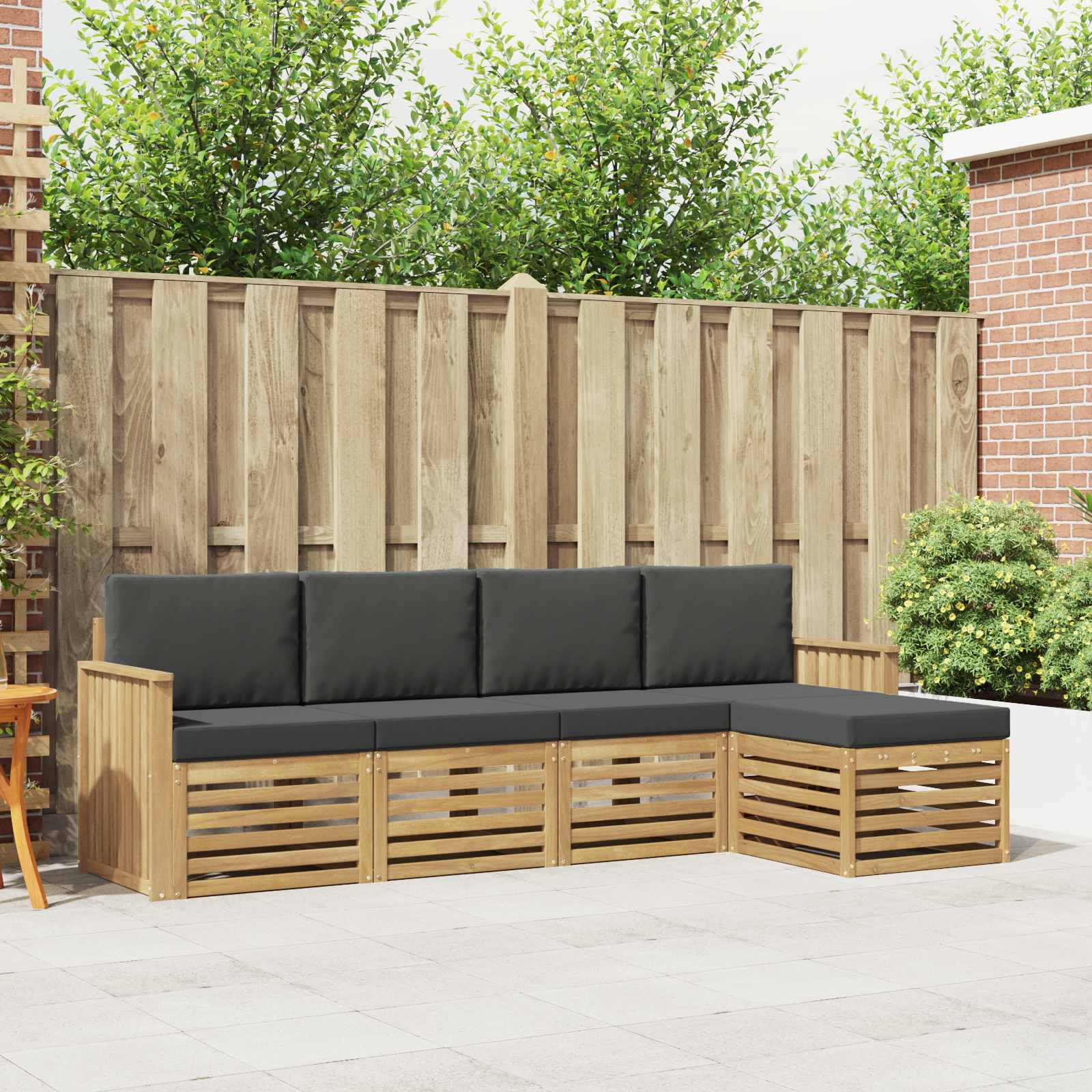 Outdoor-Sofagarnitur 5 pcs Weiß und Anthrazit