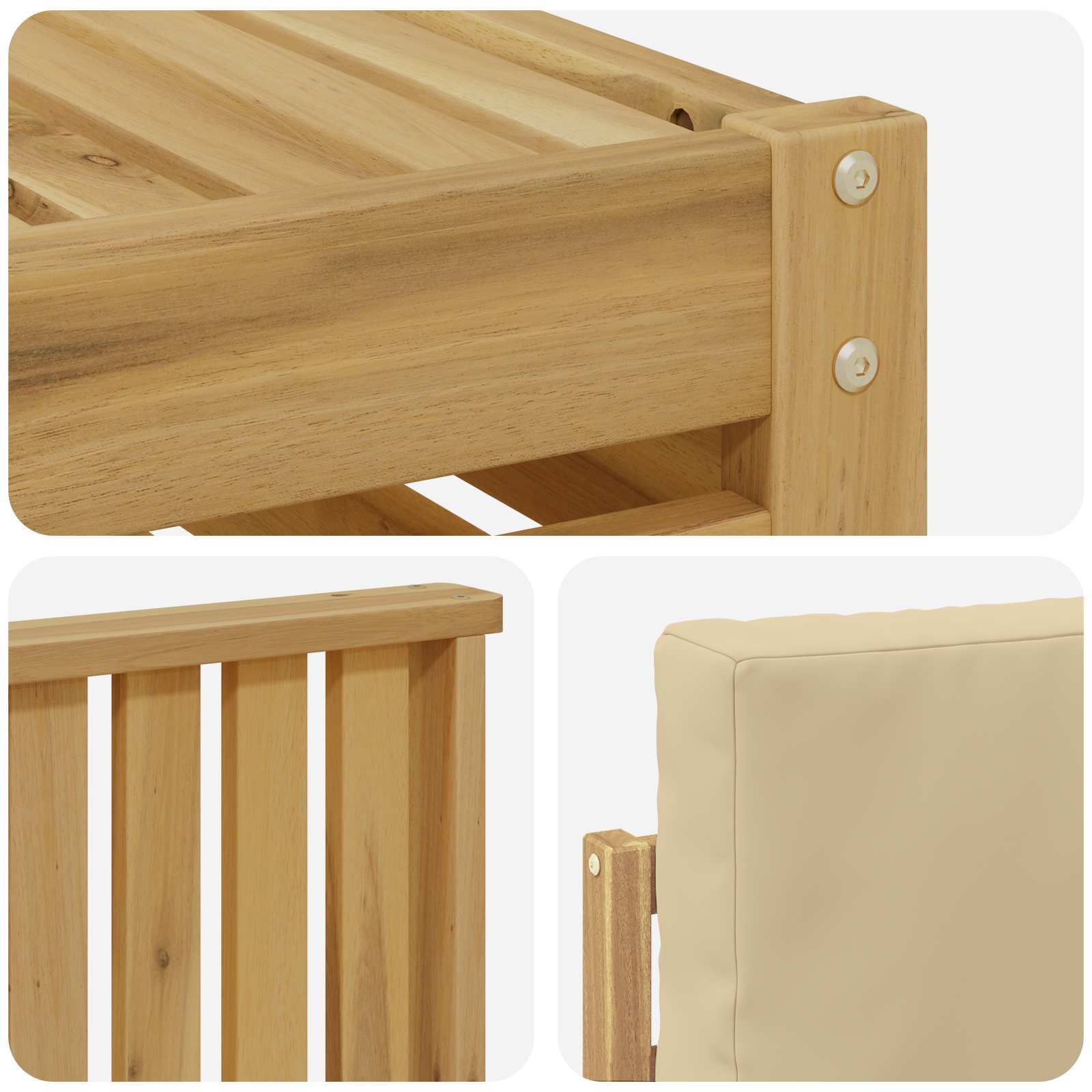 Outdoor-Sofagarnitur 5 pcs Weiß und Beige 249 x 122,5 x 73 cm