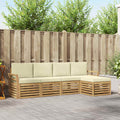 Outdoor-Sofagarnitur 5 pcs Weiß und Creme 253 x 122,5 x 73 cm