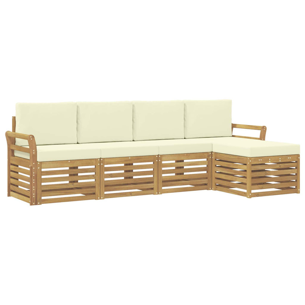 Outdoor-Sofagarnitur 5 pcs Weiß und Creme 253 x 122,5 x 73 cm