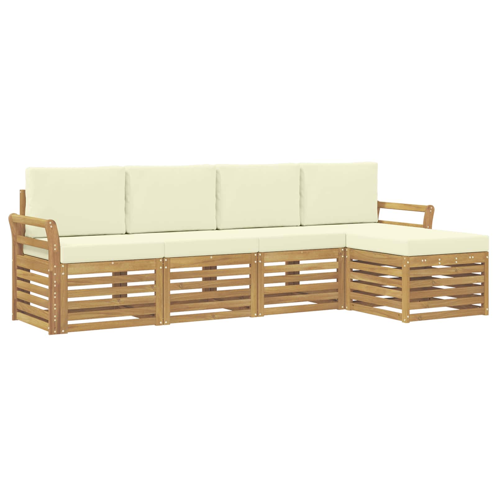 Outdoor-Sofagarnitur 5 pcs Weiß und Creme 253 x 122,5 x 73 cm