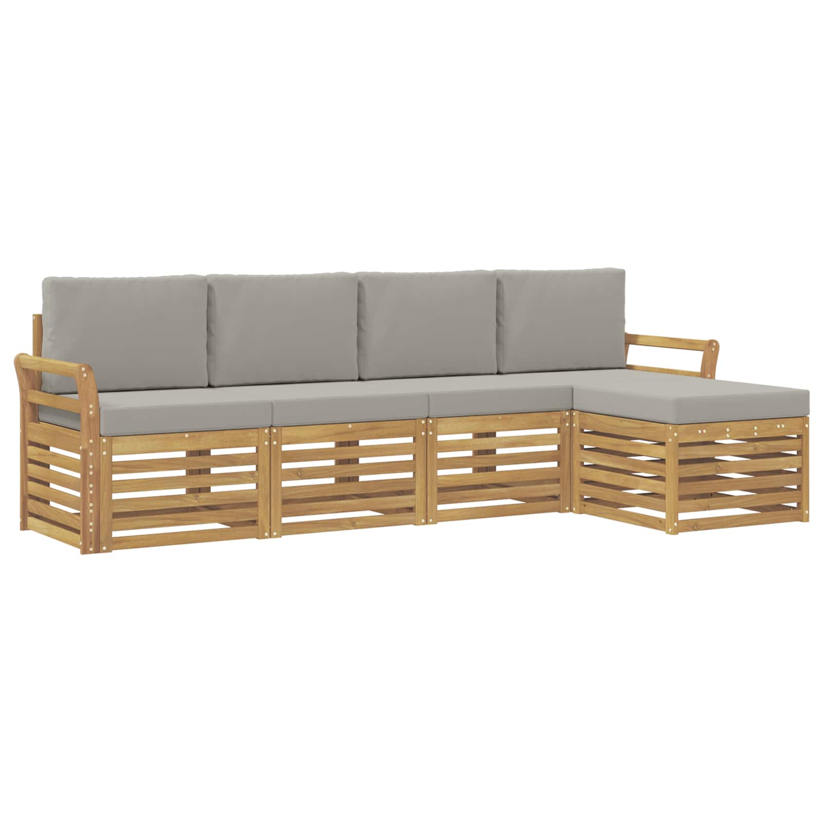 Outdoor-Sofagarnitur 5 pcs Weiß und Hellgrau