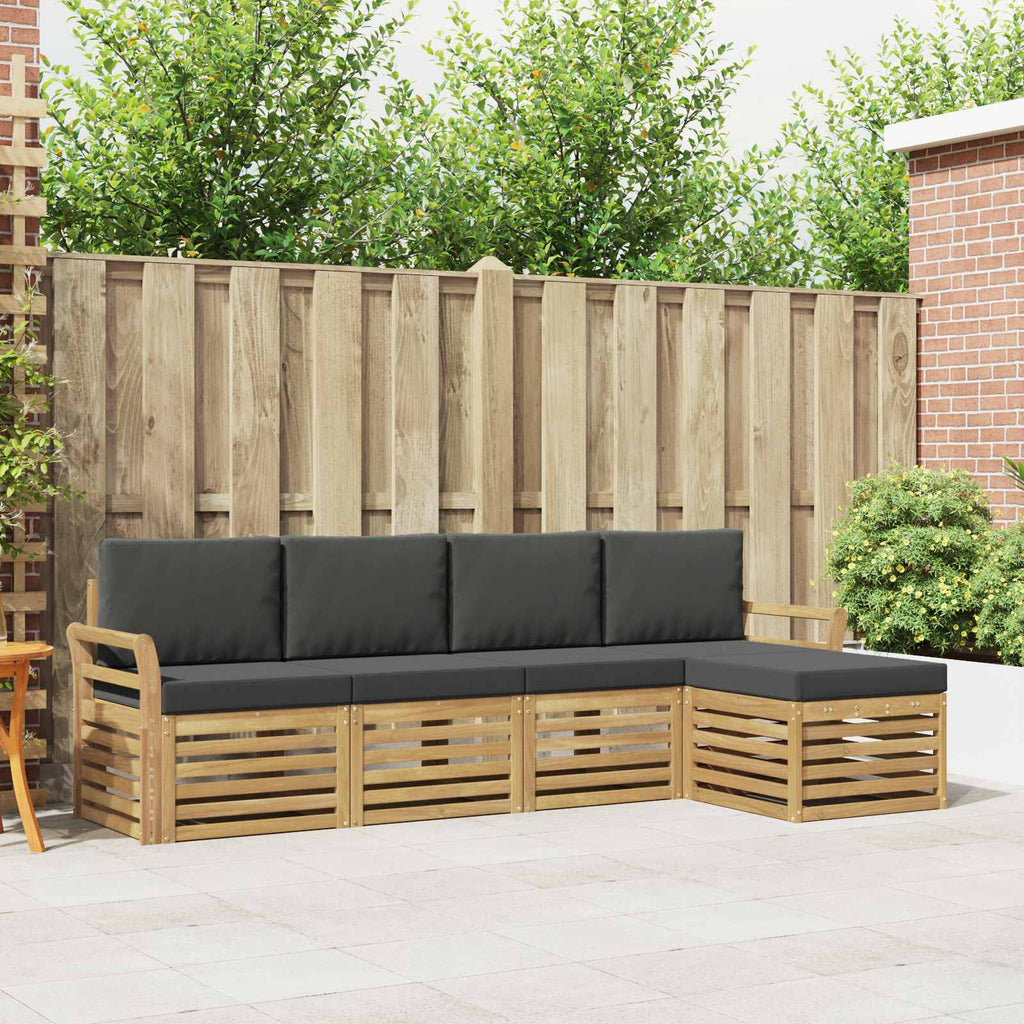 Outdoor-Sofagarnitur 5 pcs Weiß und Anthrazit