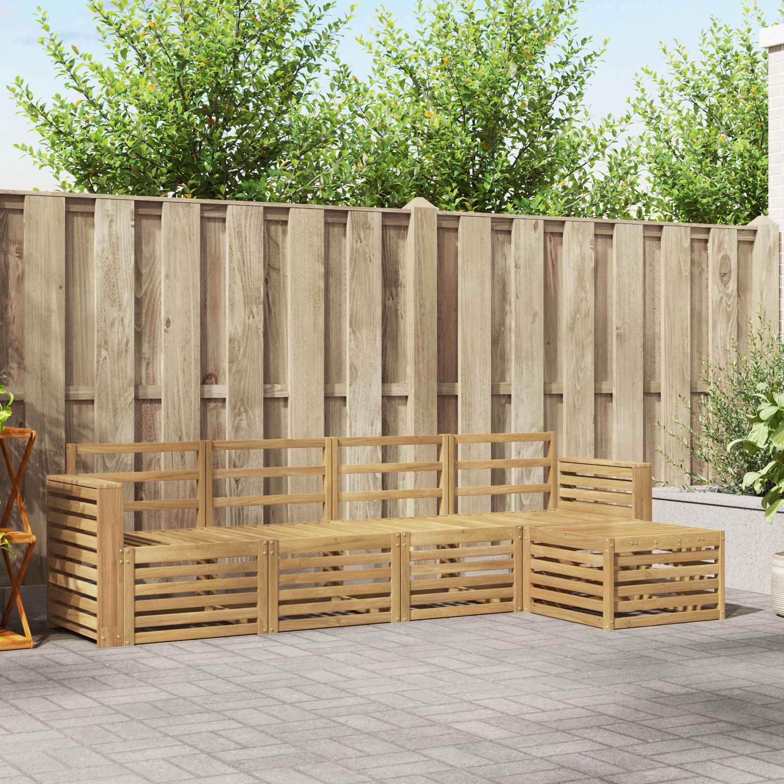 Outdoor-Sofagarnitur 5 pcs Weiß 257 x 122,5 x 73 cm
