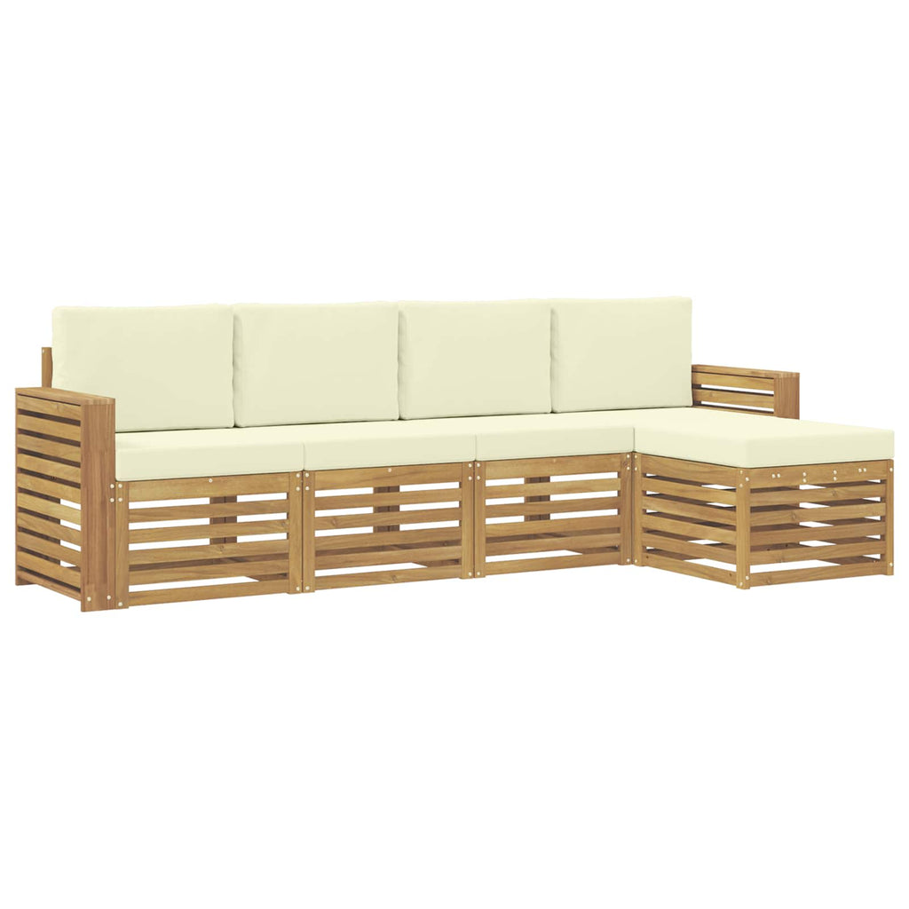 Outdoor-Sofagarnitur 5 pcs Weiß und Creme 257 x 122,5 x 73 cm
