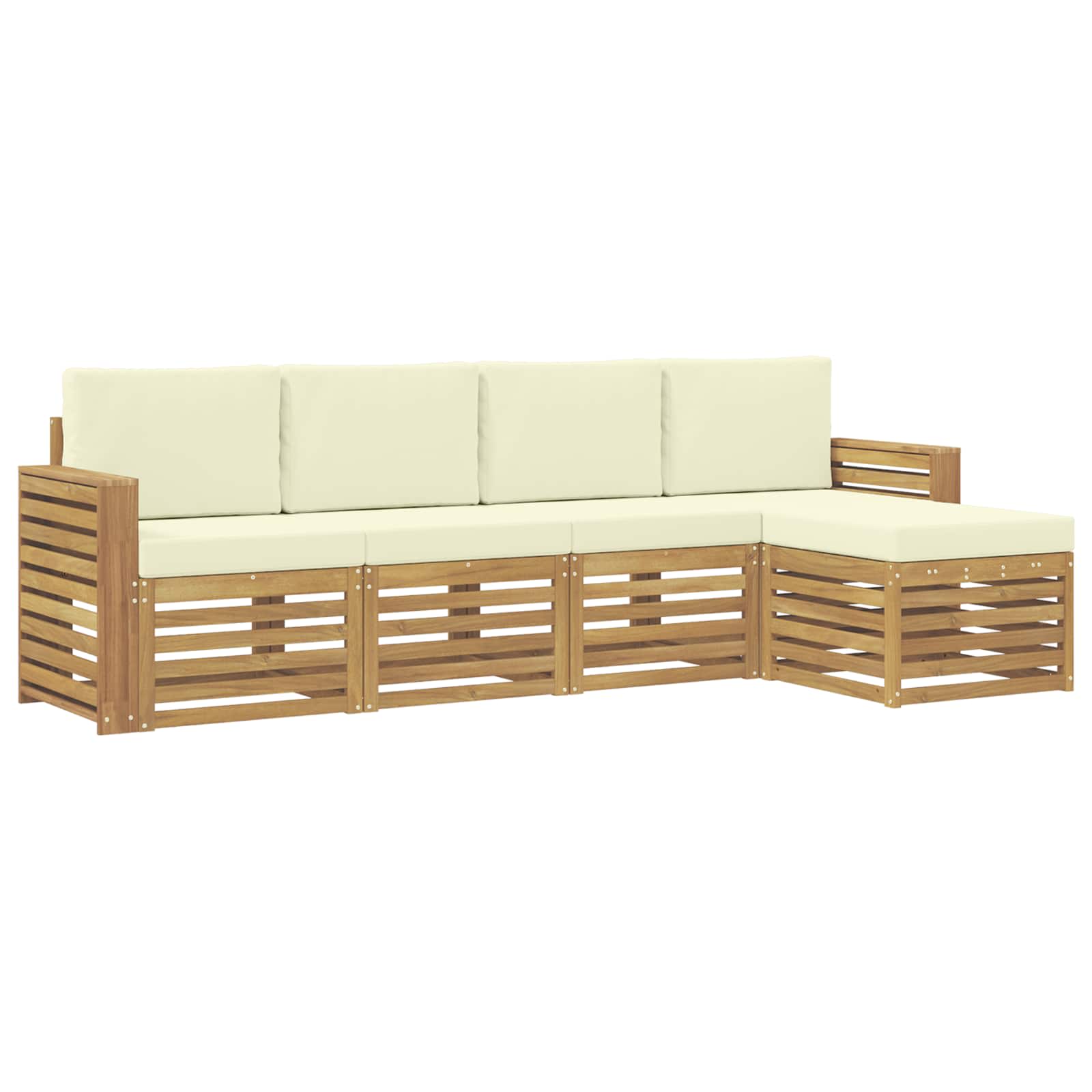 Outdoor-Sofagarnitur 5 pcs Weiß und Creme 257 x 122,5 x 73 cm