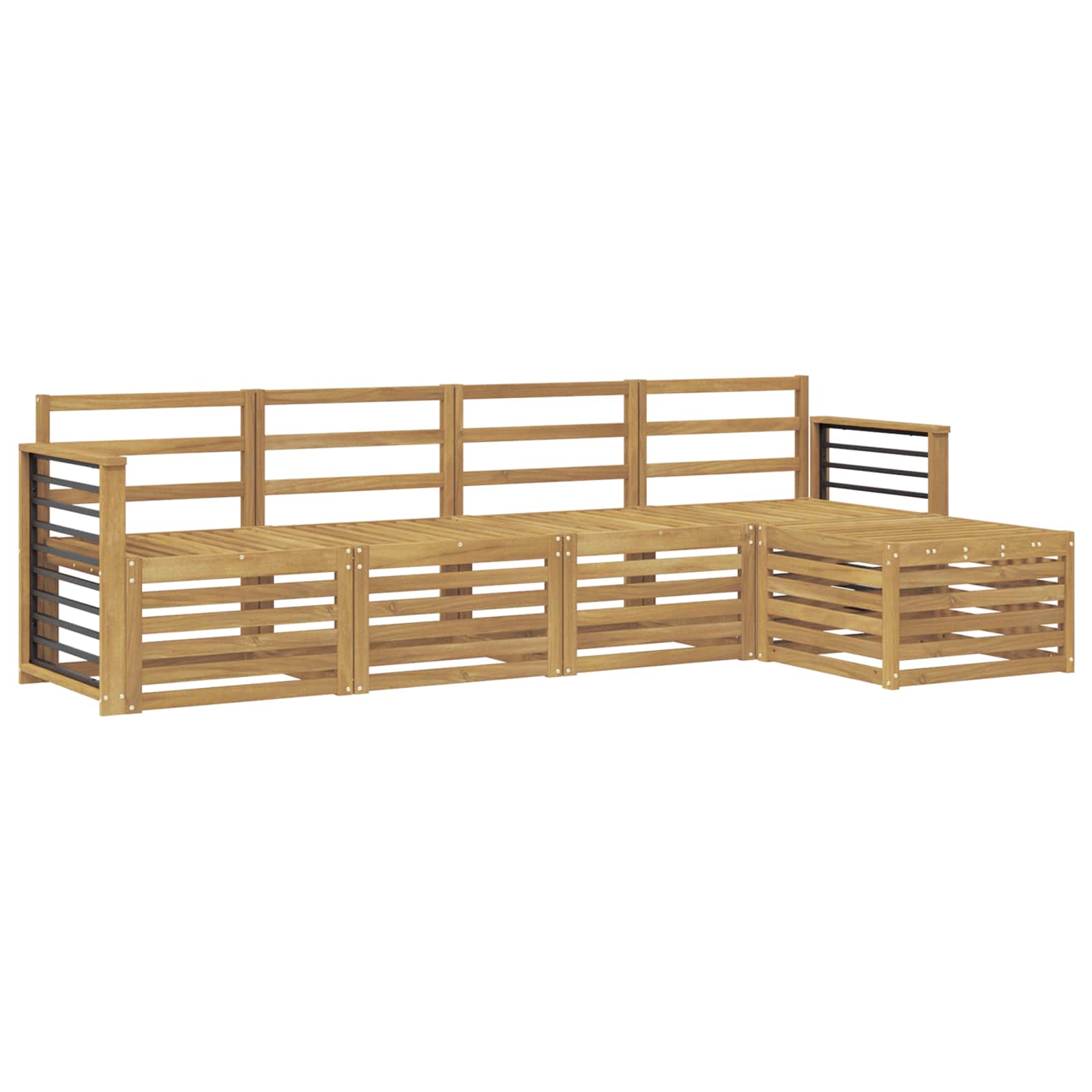 Outdoor-Sofagarnitur 5 pcs Weiß Massivholz Akazie