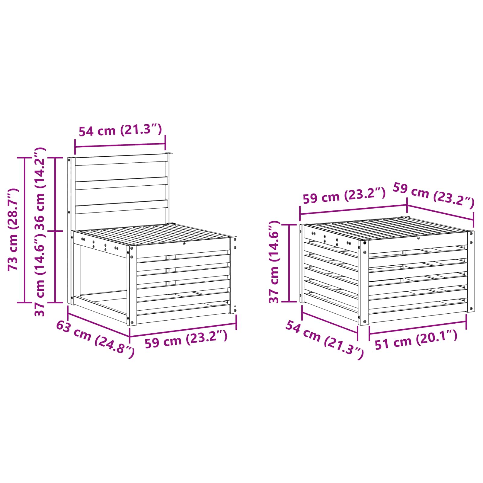 Outdoor-Sofagarnitur 5 pcs Weiß Massivholz Akazie